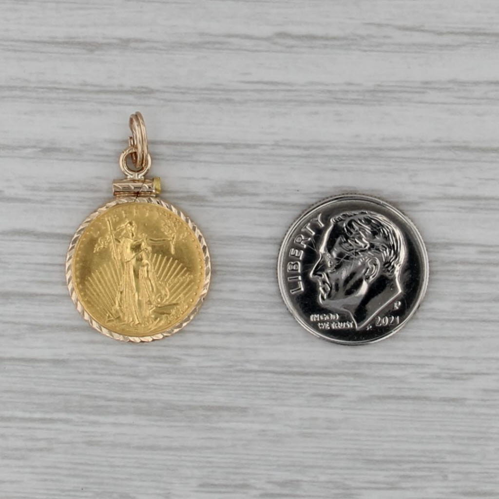 1990 1/10oz 999 Fine Gold 5 Dollar Gold American Eagle Coin Pendant 14k Charm