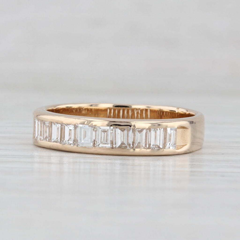 Light Gray 0.92ctw Diamond Wedding Band 14k Yellow Gold Size 8.5 Stackable Anniversary Ring