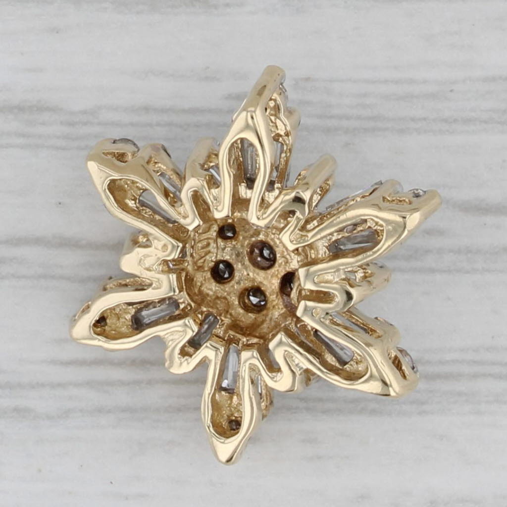 Gray 0.44ctw Diamond Snowflake Pendant 14k Yellow Gold Floating Drop