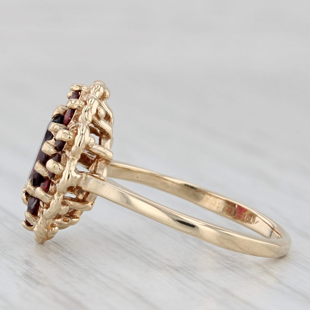 Light Gray 1.65ctw Oval Garnet Halo Ring 14k Yellow Gold Size 6.5