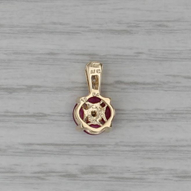 0.80ctw Ruby Diamond Pendant 14k Yellow Gold Small Drop