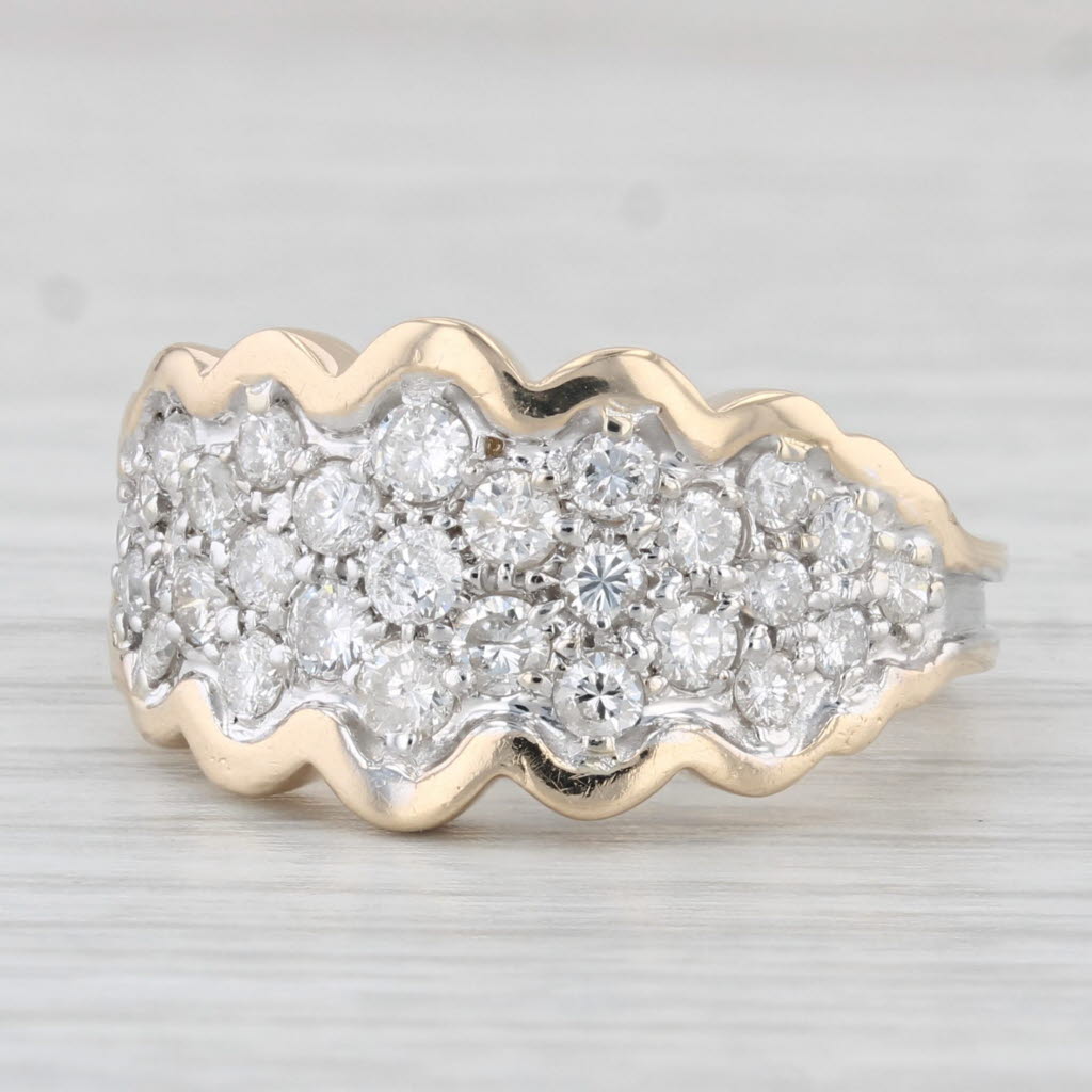 Light Gray 0.75ctw Pave Diamond Cluster Ring 14k Yellow Gold Size 6.5 Cocktail