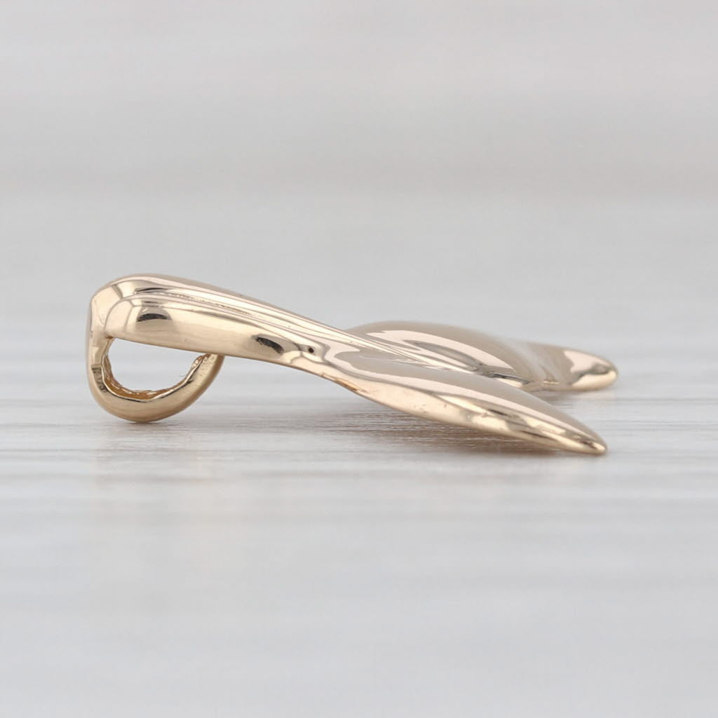 Whale Tail Pendant 14k Yellow Gold Nautical Jewelry