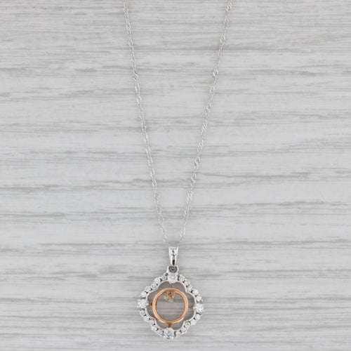 Gray New 0.25ctw Floating Diamond Halo Pendant Necklace 14k White Rose Gold 18"