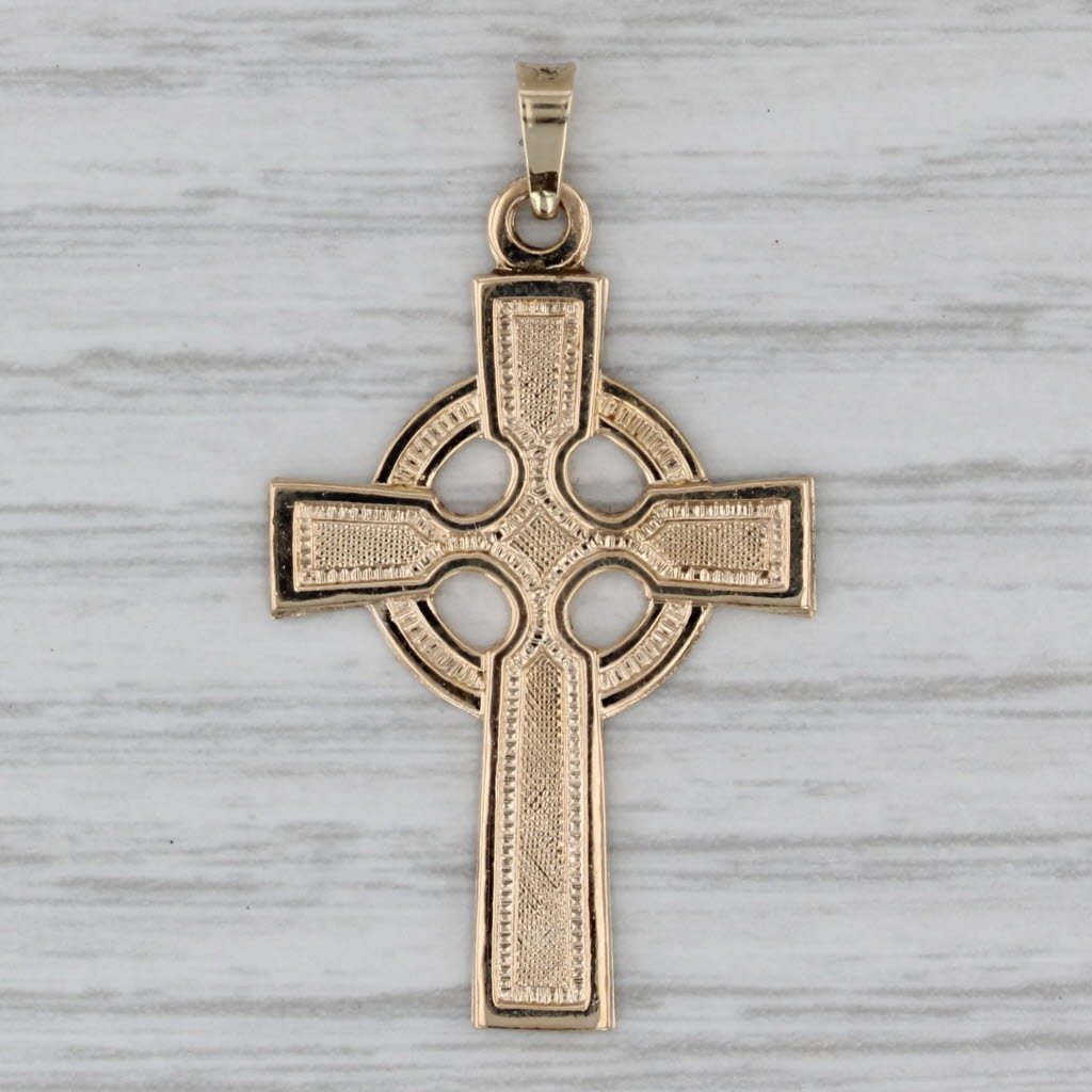 Celtic Cross Pendant 14k Yellow Gold Religious Jewelry