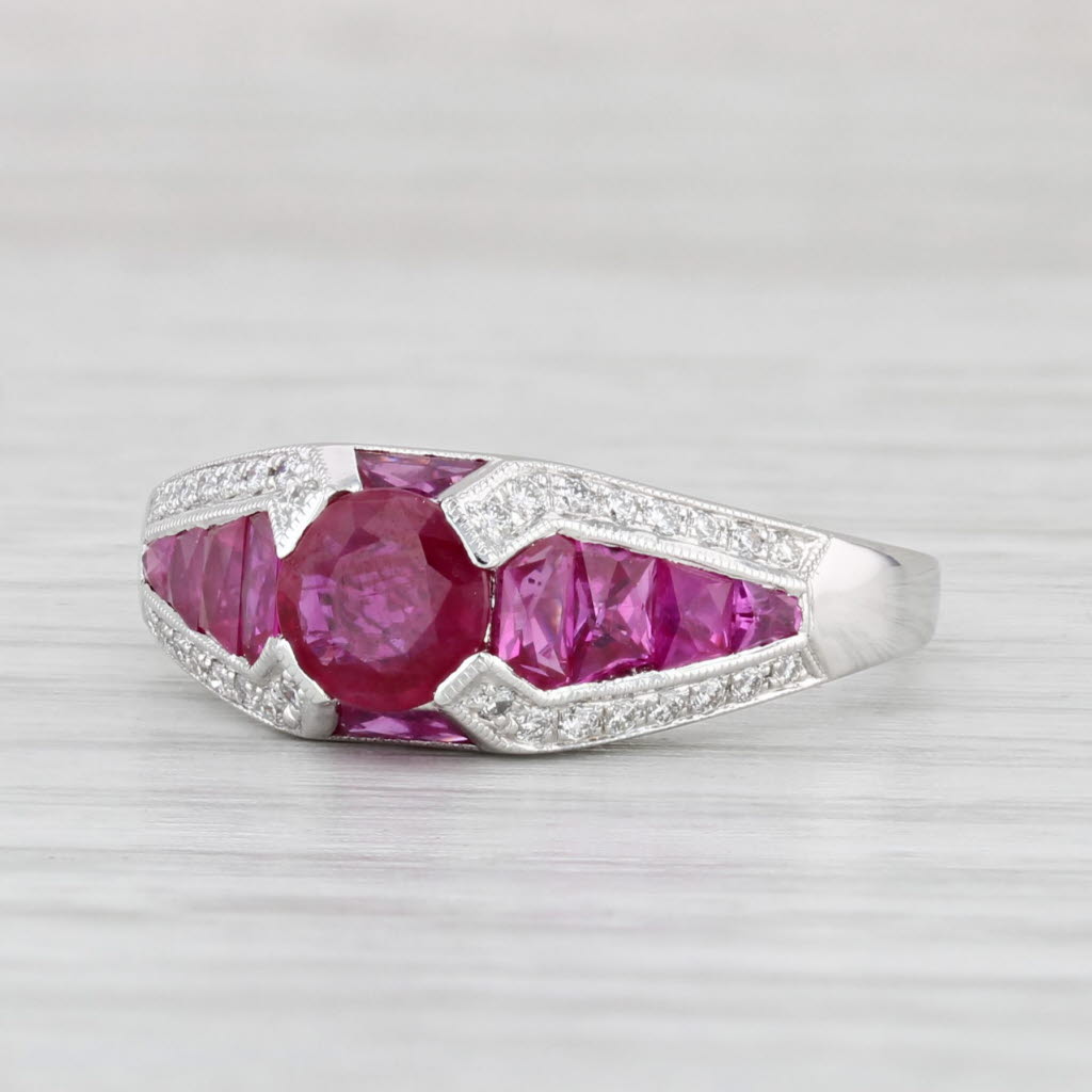 Light Gray New Beverley K 2.38ctw Ruby Diamond Ring 14k White Gold Size 7.25