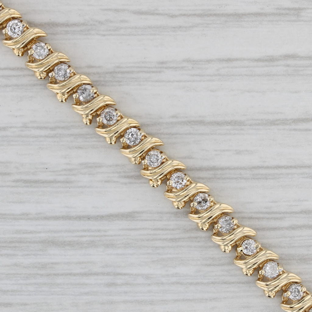 Gray 2.26ctw Diamond Tennis Bracelet 14k Yellow Gold 7.5" 4.6mm