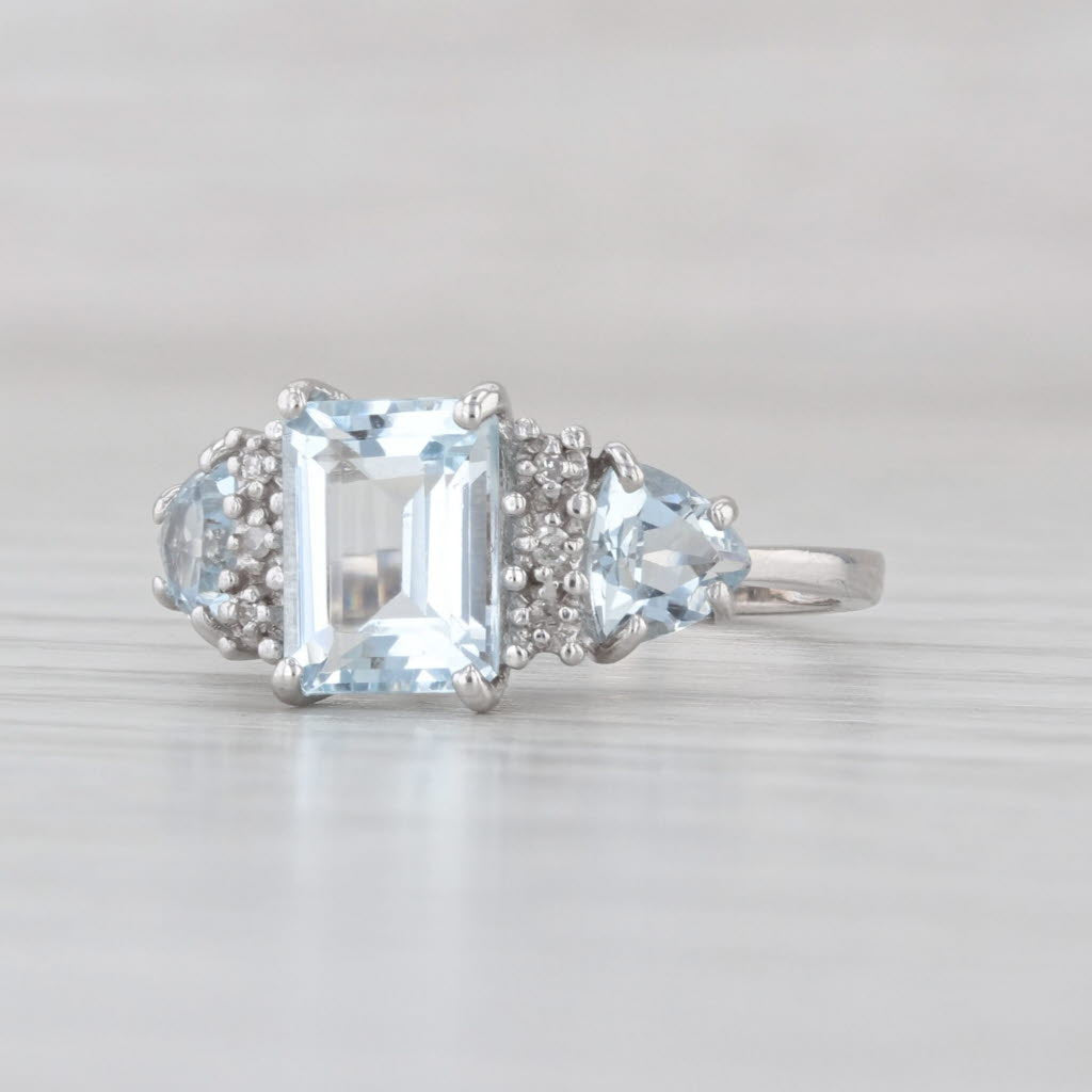 2.12ctw Aquamarine Diamond Ring 10k White Gold Size 7