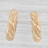 Scalloped Twist Hoop Earrings 14k Yellow Gold Snap Top Round Hoops