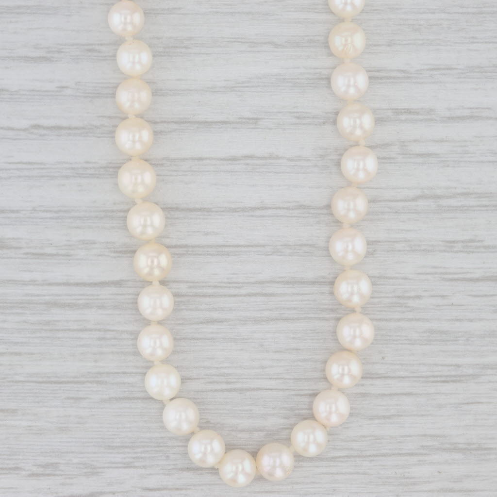20.75" Cultured Pearl Necklace 14k Gold Clasp 6mm Single Strand