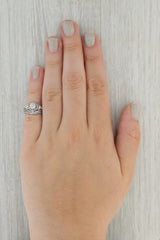 Tan 1.02ctw Diamond Halo Engagement Ring Wedding Band Bridal Set 14k White Gold
