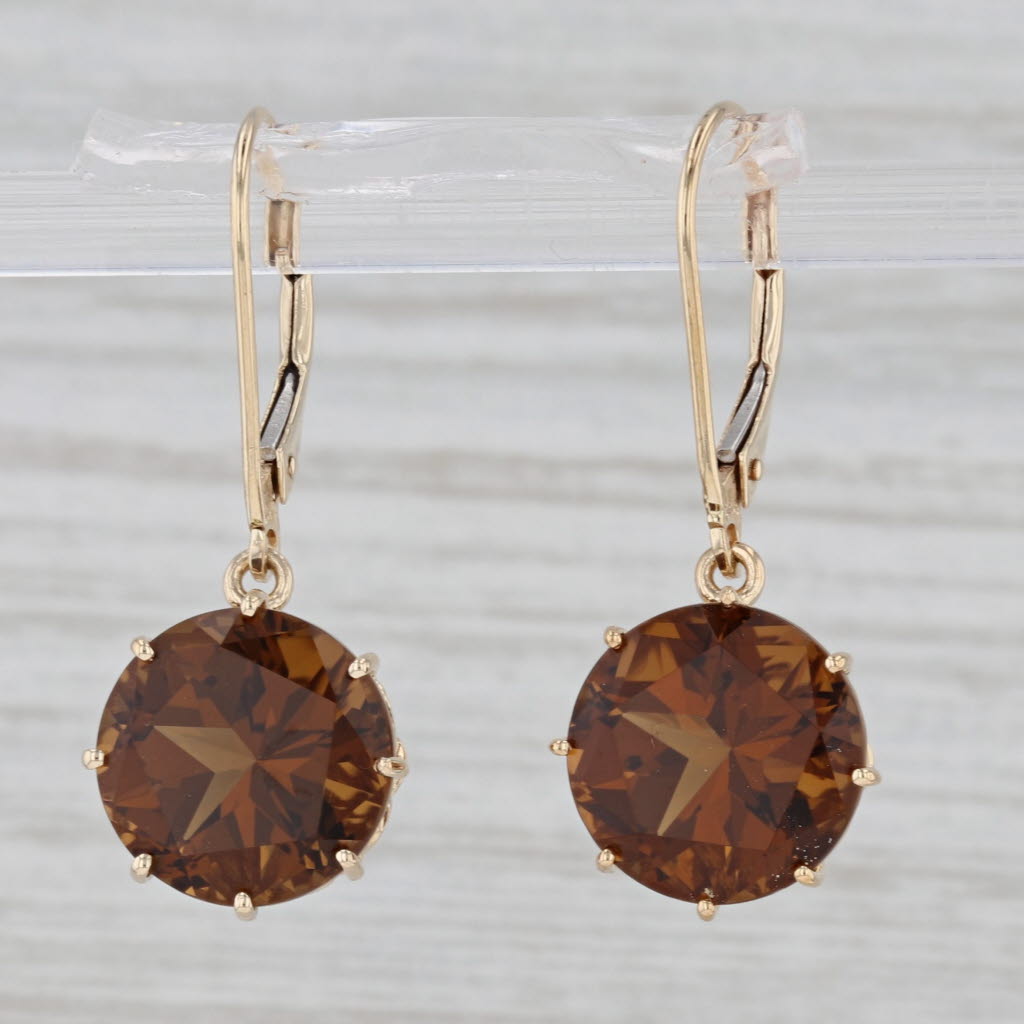 Gray 10ctw Citrine Dangle Earrings 14k Yellow Gold Orange Drops