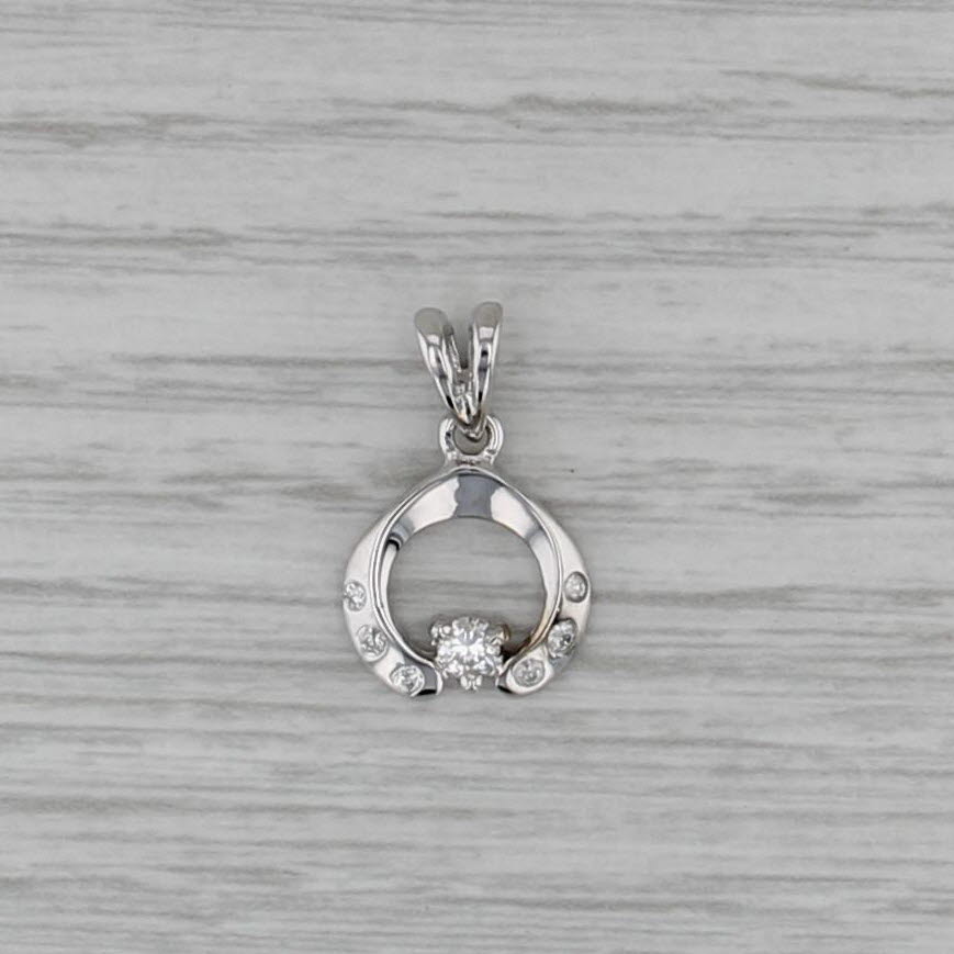 0.19ctw Round Diamond Pendant 18k White Gold Small Drop