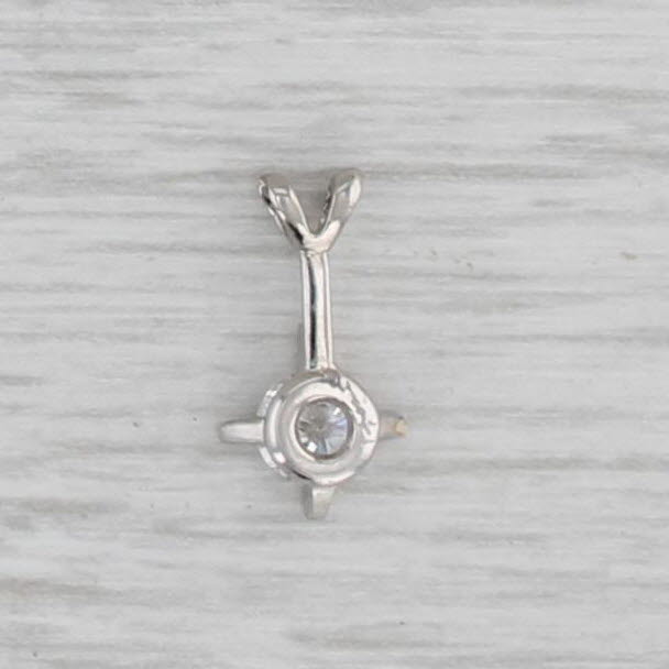 Gray 0.25ct Diamond Round Solitaire Pendant 14k White Gold Small Drop