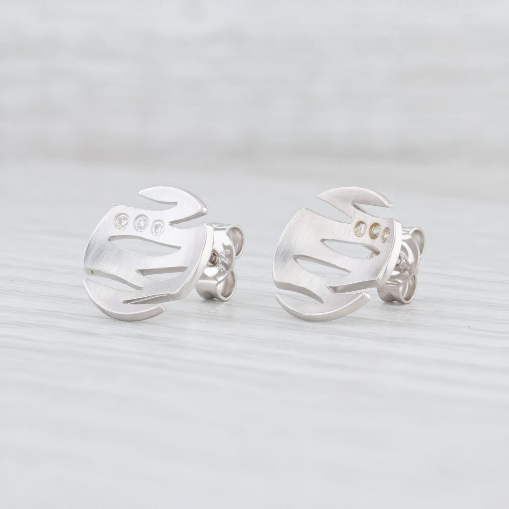 New Bastian Inverun Sparkling Diamond Stud Earrings Sterling Silver Studs