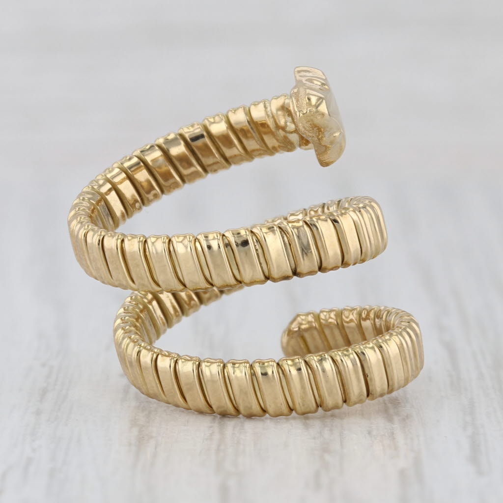 Flexible Coiled Snake Ring 18k Yellow Gold Size 5.5 Adjustable Vieri Gioielli