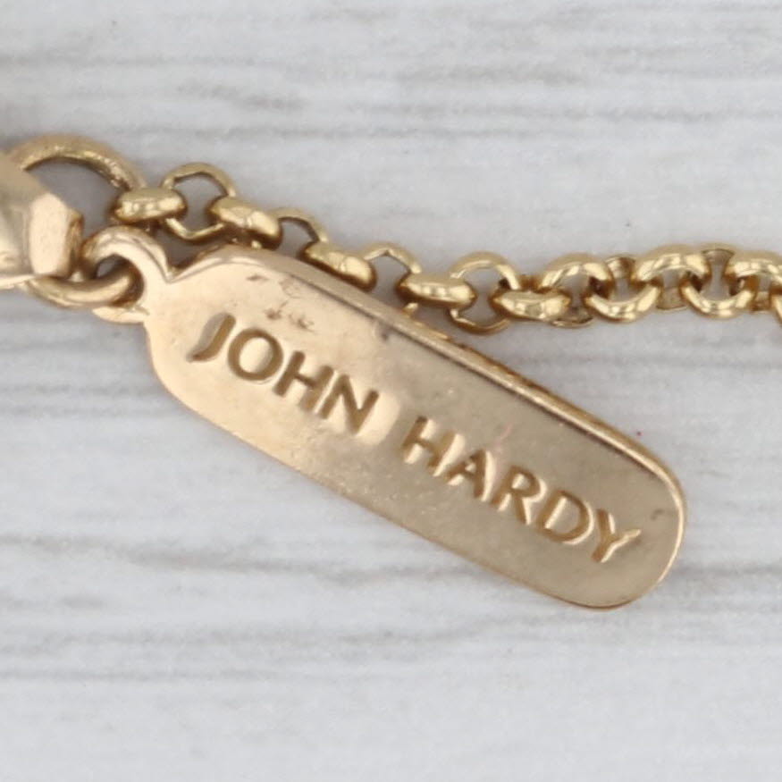 John Hardy Linked Bamboo Circles Station Necklace 35.7" Cable Chain 18k Gold