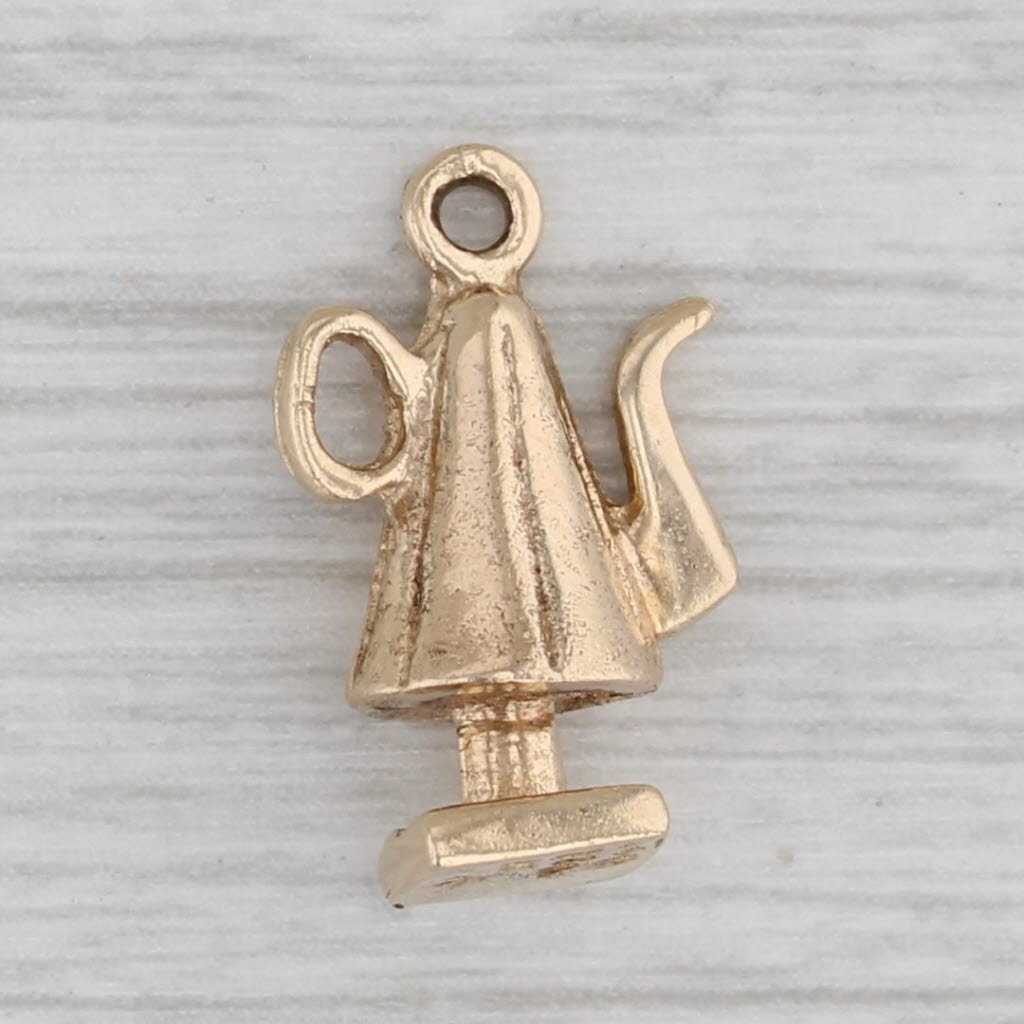 Gray Vintage Old Salem Coffee Pot Souvenir Charm 10k Gold Souvenir Pendant