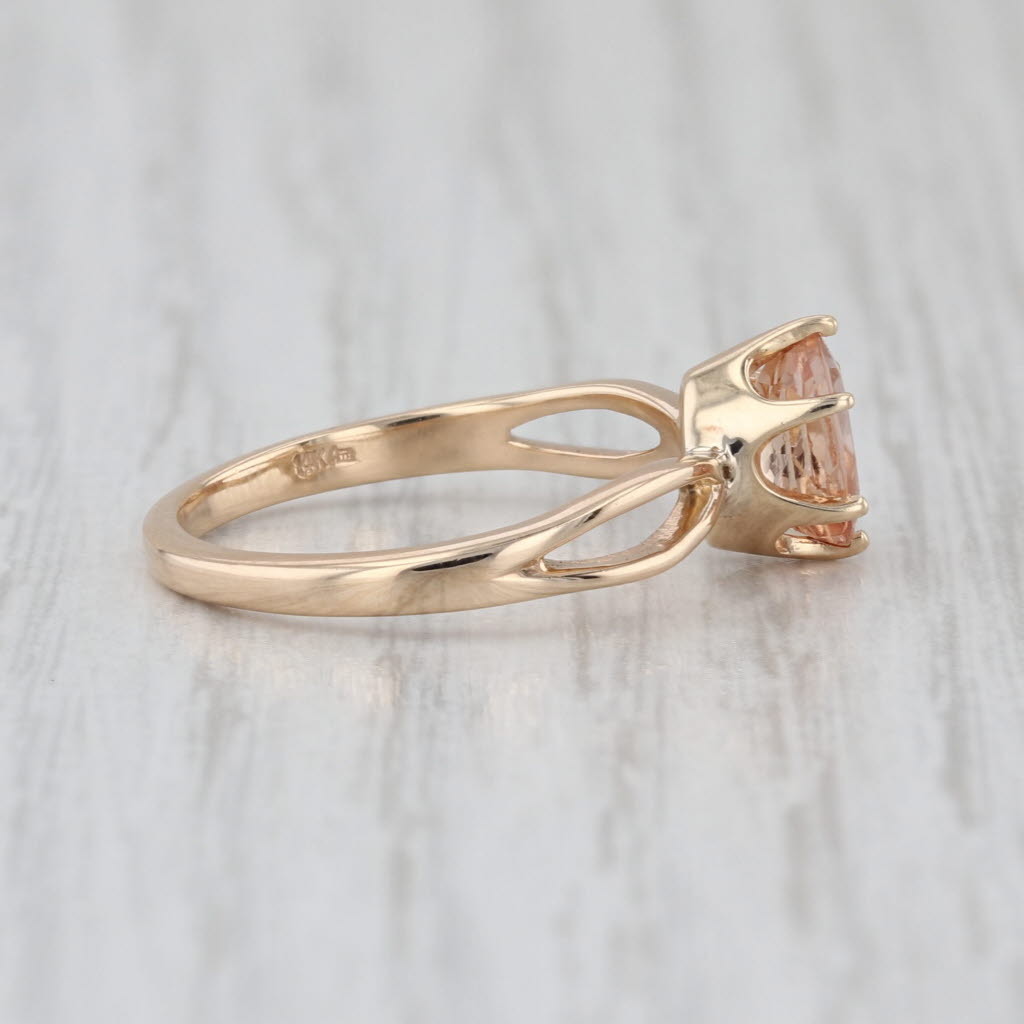 0.84ct Oval Solitaire Peach Orange Topaz Ring 14k Rose Gold Size 6.25