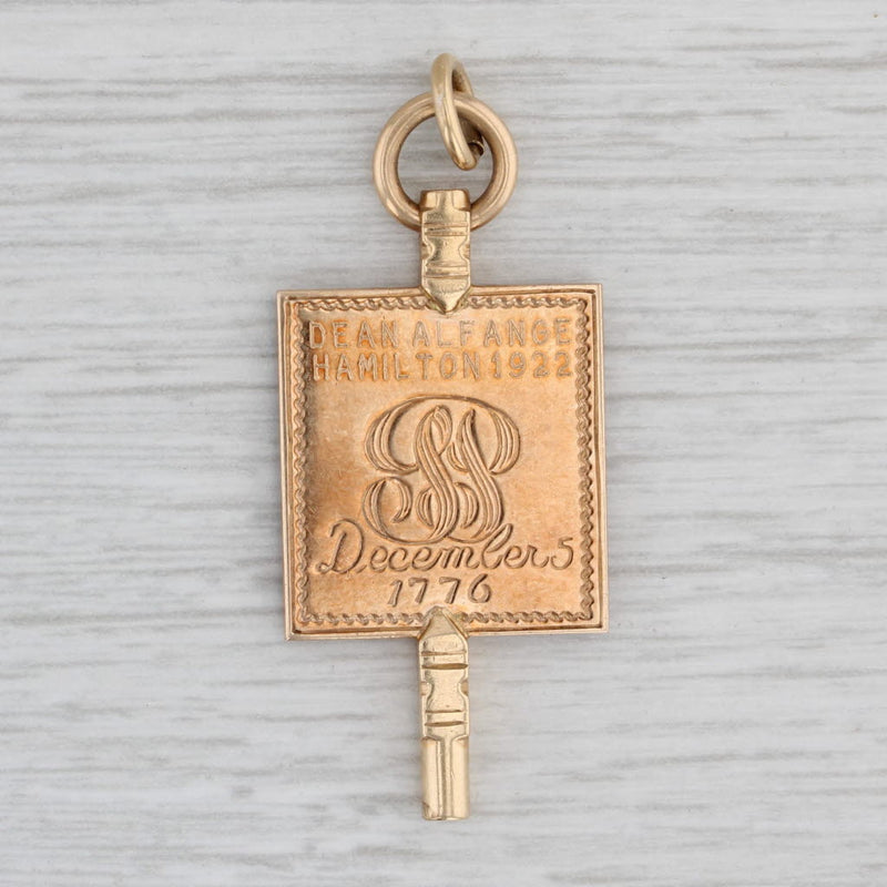 Gray Phi Beta Kappa Key Fob 10k Gold Vintage Fraternity Honor Society