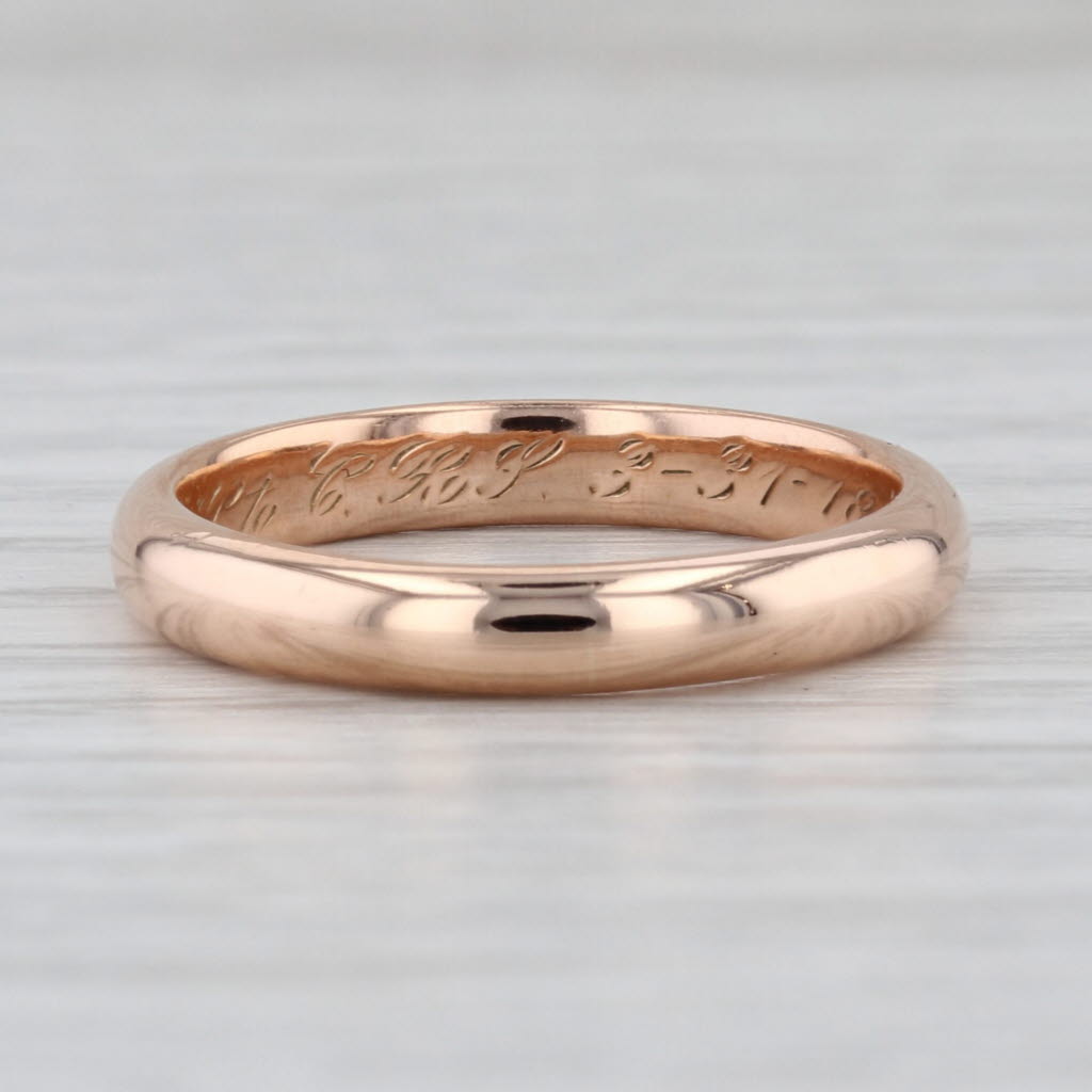 Antique 14k Rose Gold Wedding Band Engraved 1918 Stackable Size 7.5 Ring