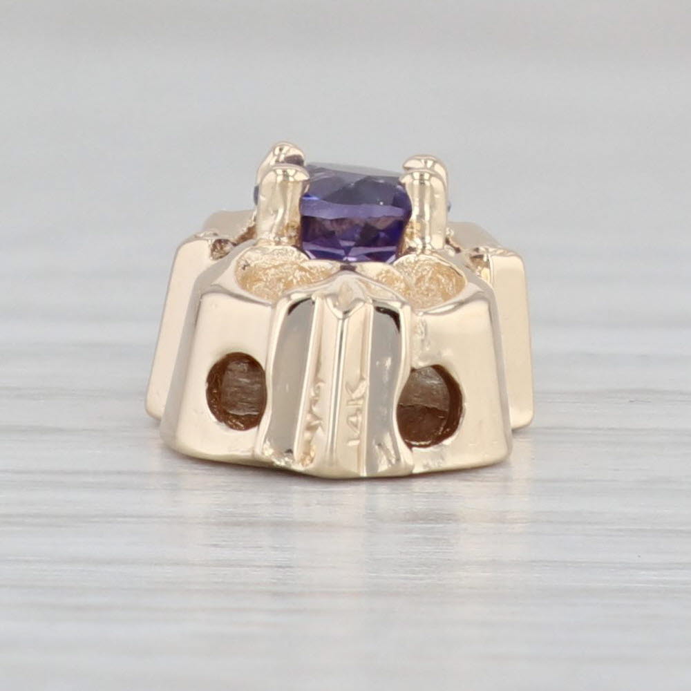 Light Gray 0.50ct Solitaire Tanzanite Slide Charm 14k Yellow Gold Vintage Goldman Kolber