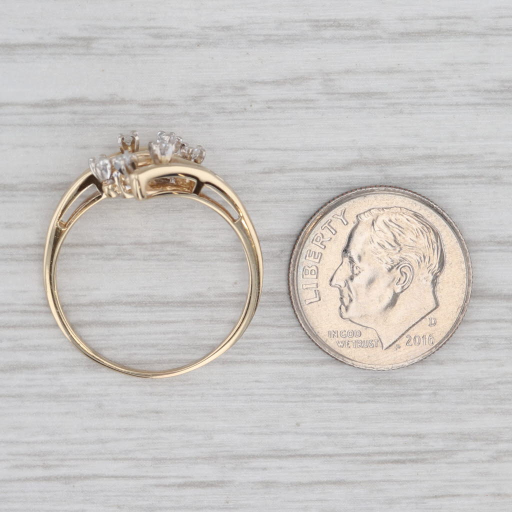 Gray Diamond Spray Bypass Ring 14k Yellow Gold Size 8