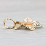 Light Gray Cultured Pearl Solitaire Flower Pendant 14k Yellow Gold Floral