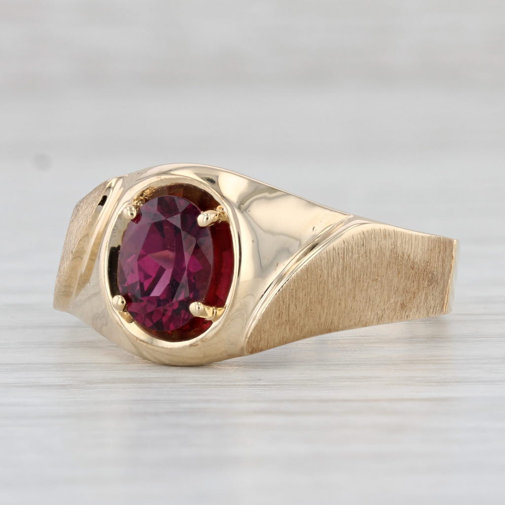 Light Gray 1.58ct Rhodolite Garnet Men's Ring 10k Yellow Gold Size 11 Oval Solitaire