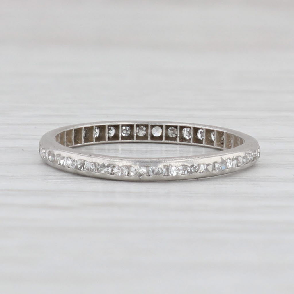 Light Gray Antique 0.25ctw Diamond Eternity Wedding Band Platinum Stackable Ring Sz 6 AS IS