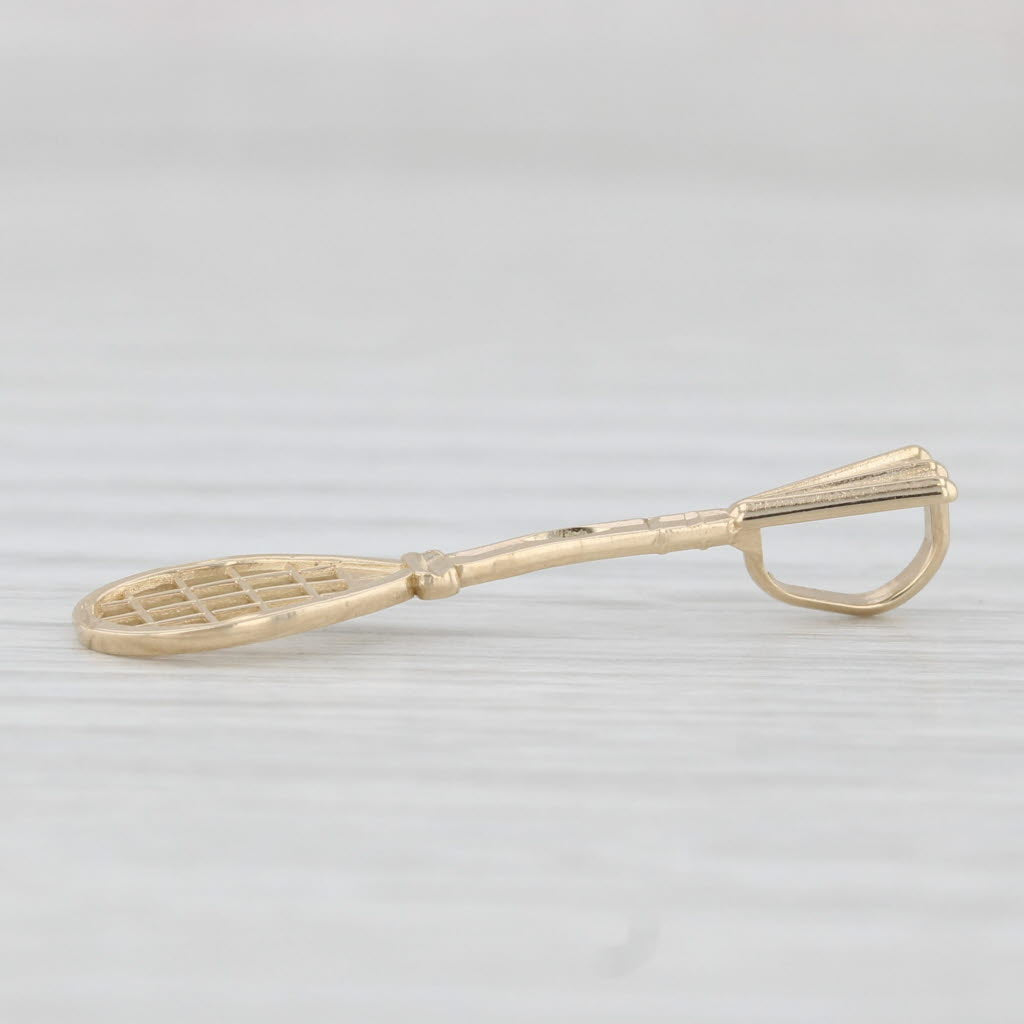 Light Gray Tennis Racquet Pendant 14k Yellow Gold Drop