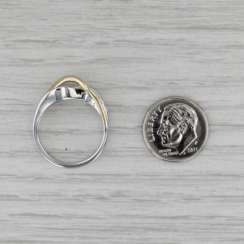 0.80ctw Diamond Contoured Ring Abstract Overlay 10k White Yellow Gold Size 7