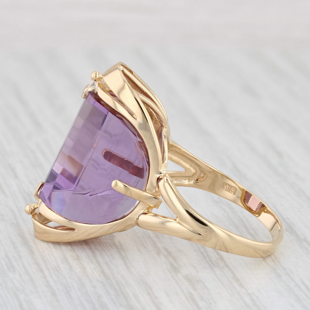 Light Gray Amethyst Solitaire Ring 18k Yellow Gold Size 7.25 Cocktail