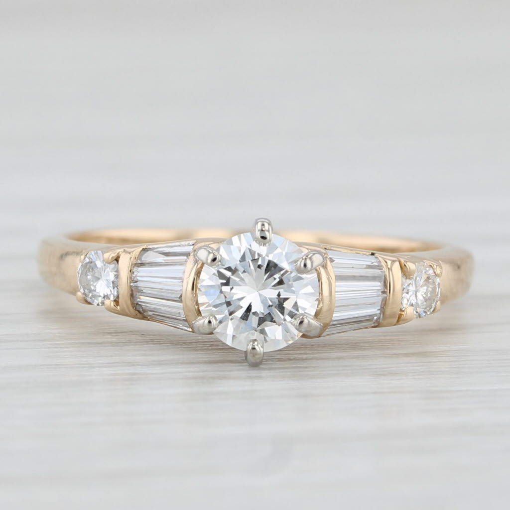 Light Gray 0.70ctw Round Diamond Engagement Ring 14k Yellow Gold Size 6.5