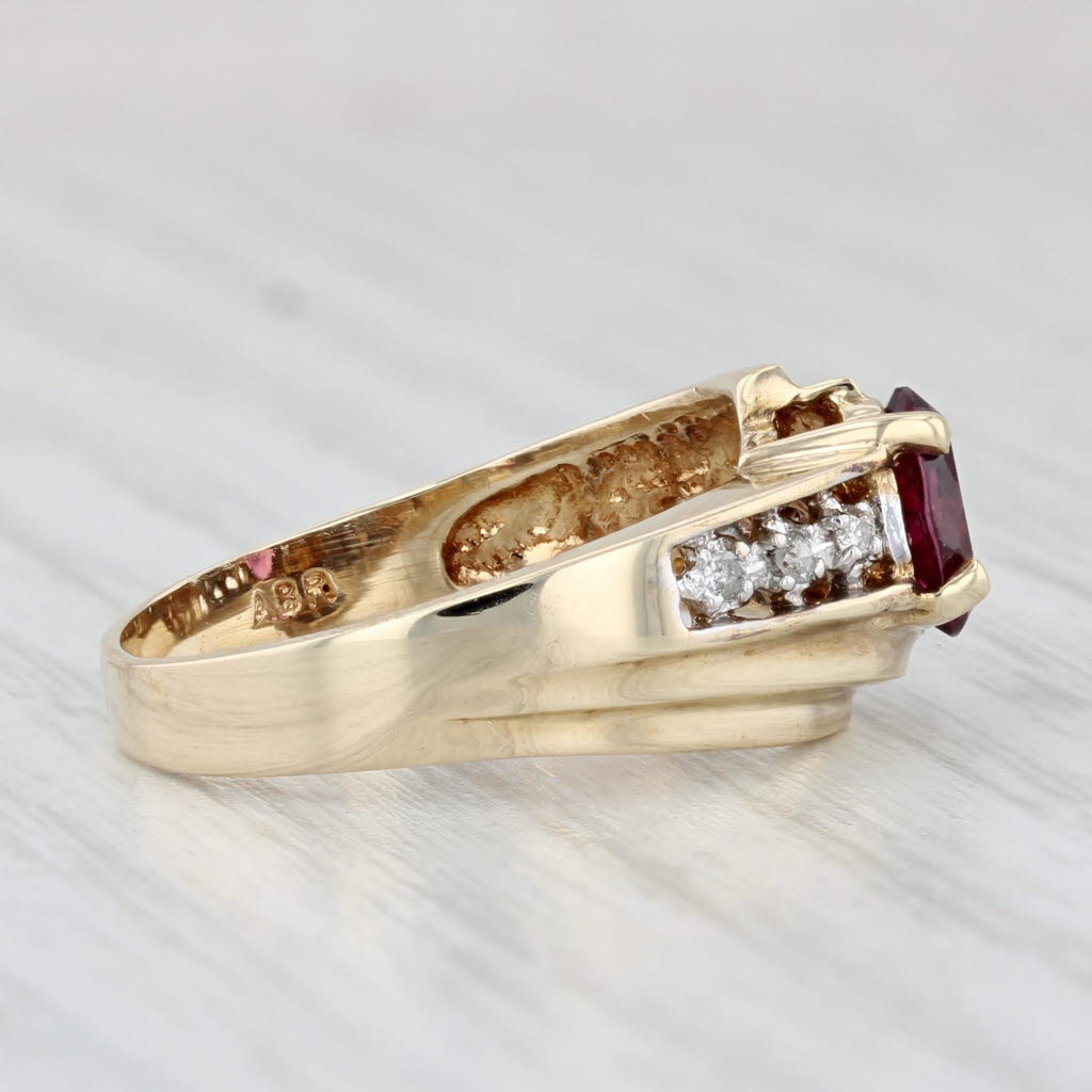 Light Gray 0.94ctw Oval Rhodolite Garnet Diamond Ring 10k Yellow Gold Size 7 Bypass