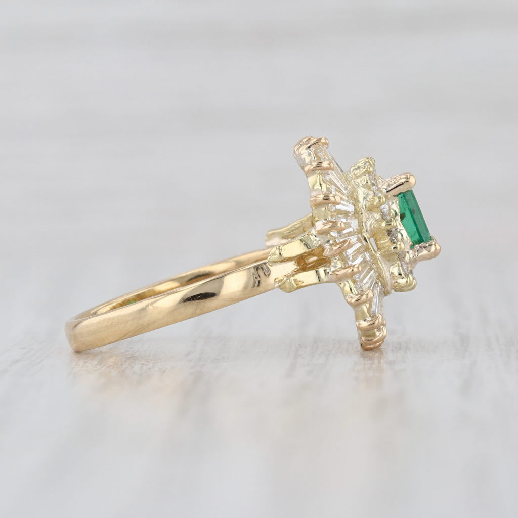 2ctw Emerald Diamond Halo Ring 18k Yellow Gold Size 6.5 Engagement