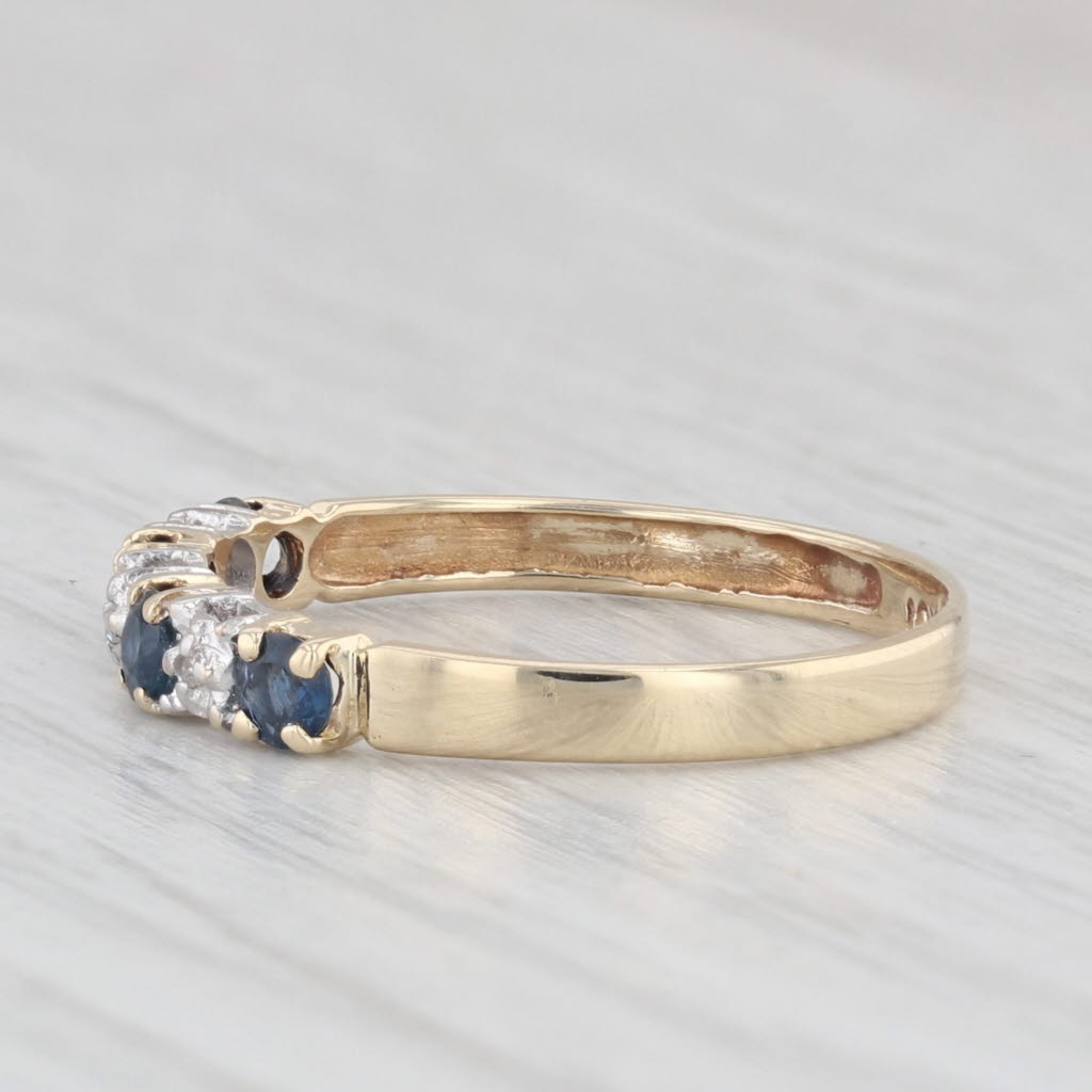 Light Gray 0.34ctw Blue Sapphire Diamond Ring 10k Yellow Gold Size 6 Stackable Wedding Band