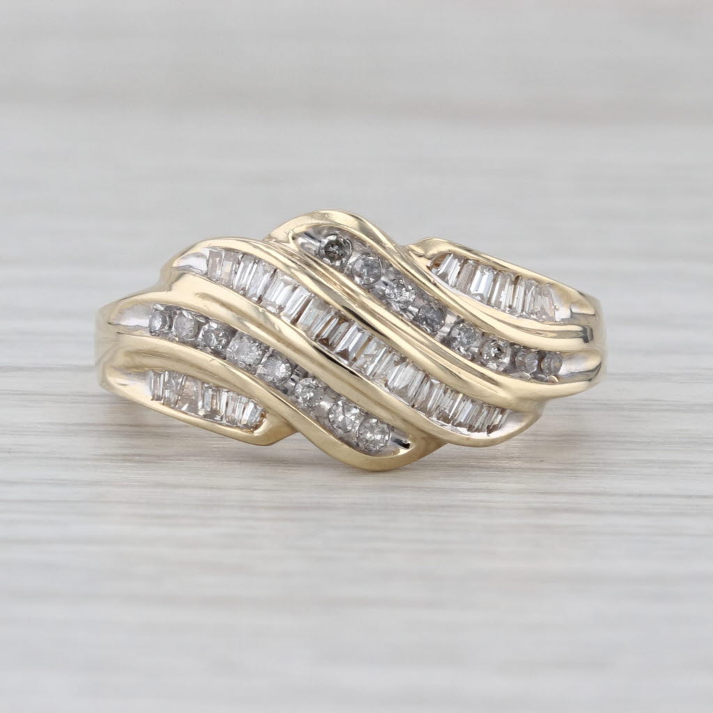 0.49ctw Diamond Scalloped Croissant Ring 10k Yellow Gold Size 9