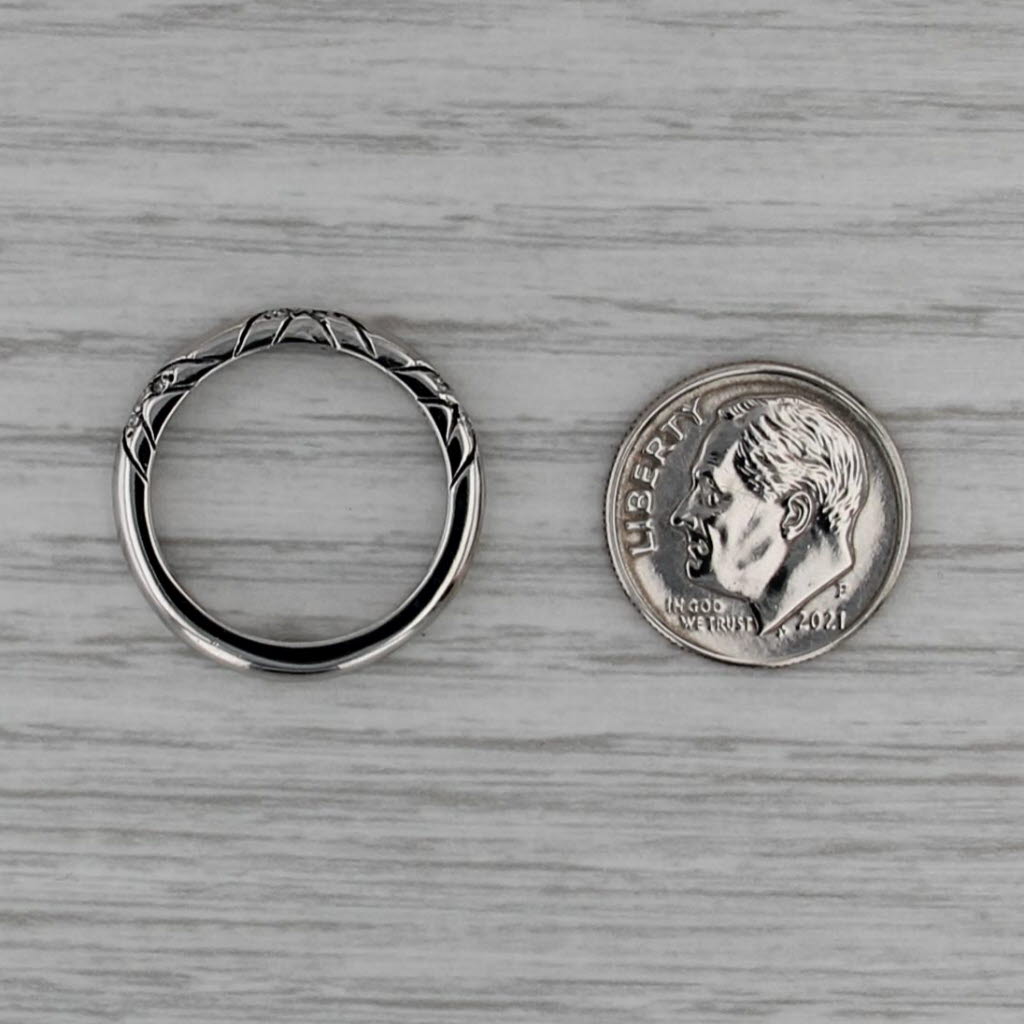 Diamond Accented Ring Platinum Size 6.75 Stackable Wedding Band