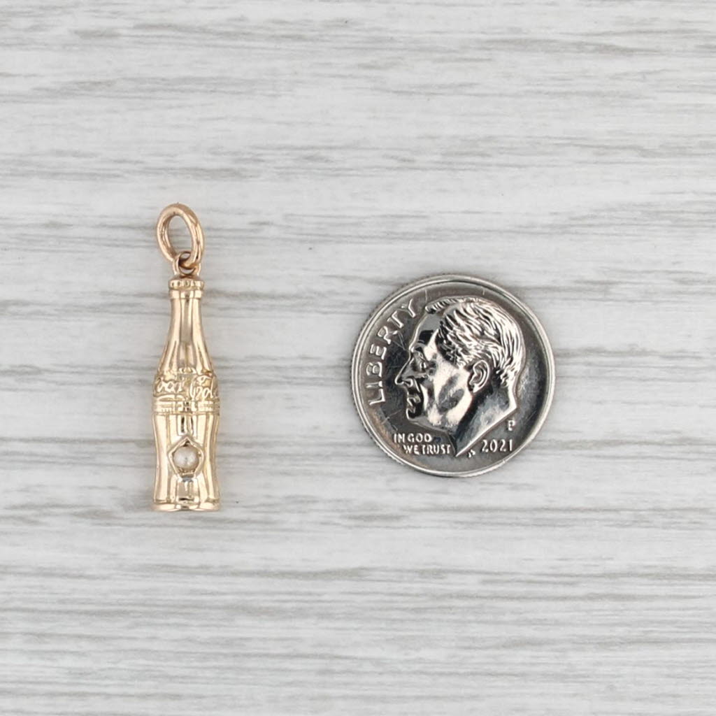 Vintage Coke Bottle Charm 10k Yellow Gold Coca Cola Souvenir Pendant