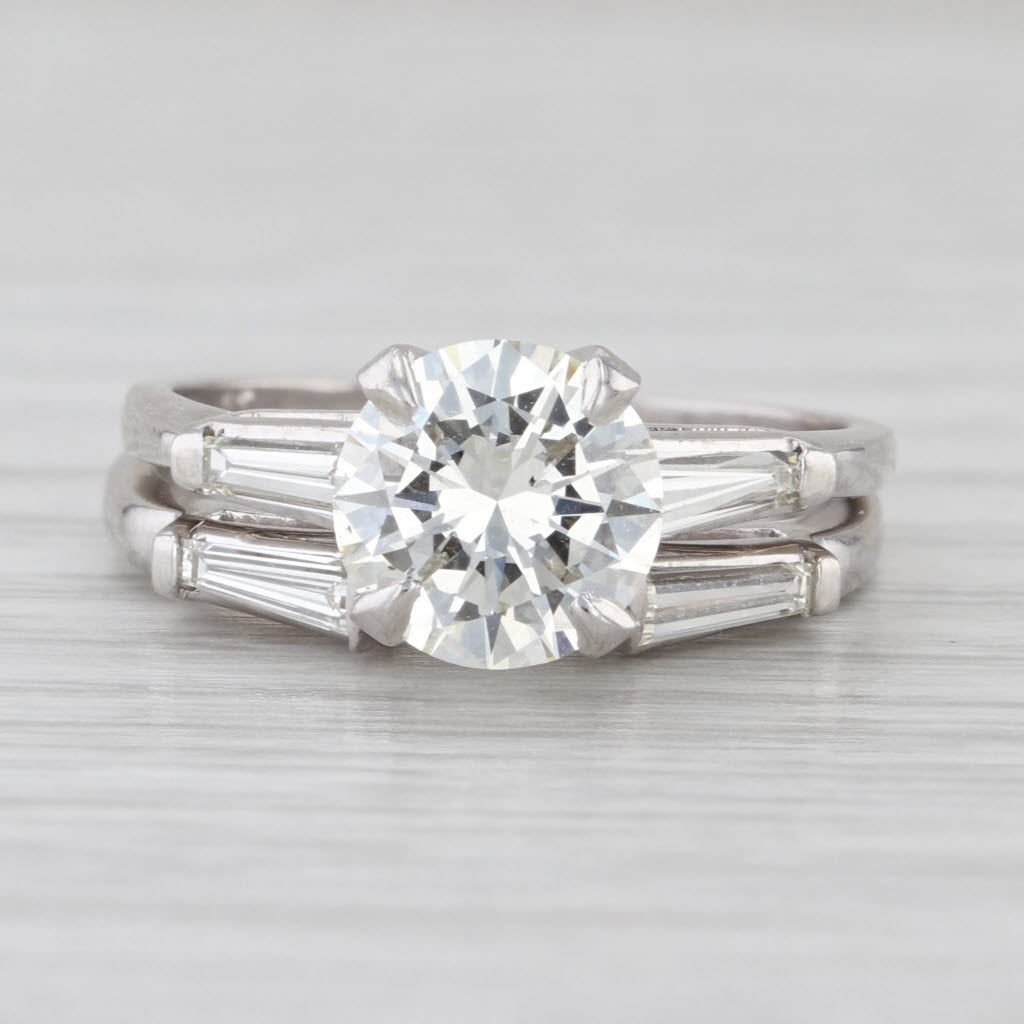 2.30ctw Diamond Engagement Ring Wedding Band Guard Bridal Set Platinum Size 7