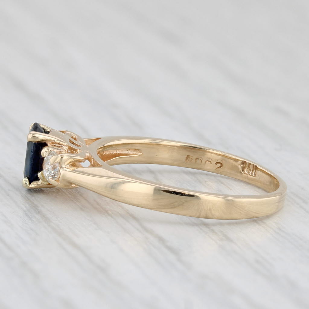 Light Gray 0.70ctw Oval Blue Sapphire Diamond Ring 14k Yellow Gold Size 6