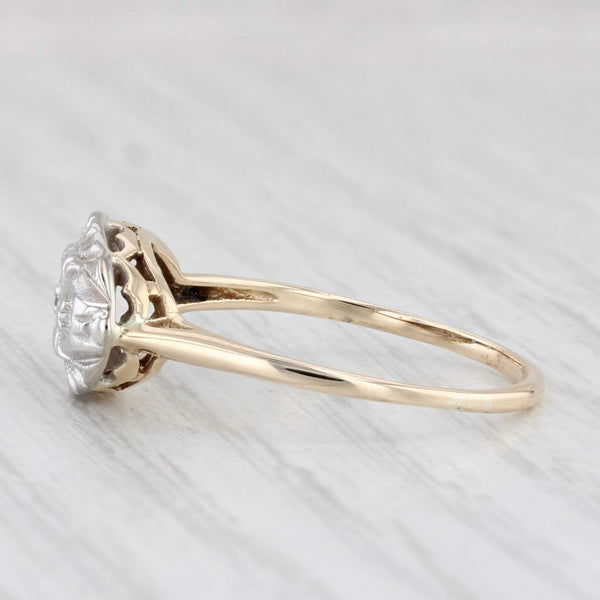 Vintage Diamond Princess Ring 10k Yellow White Gold Size 8.5