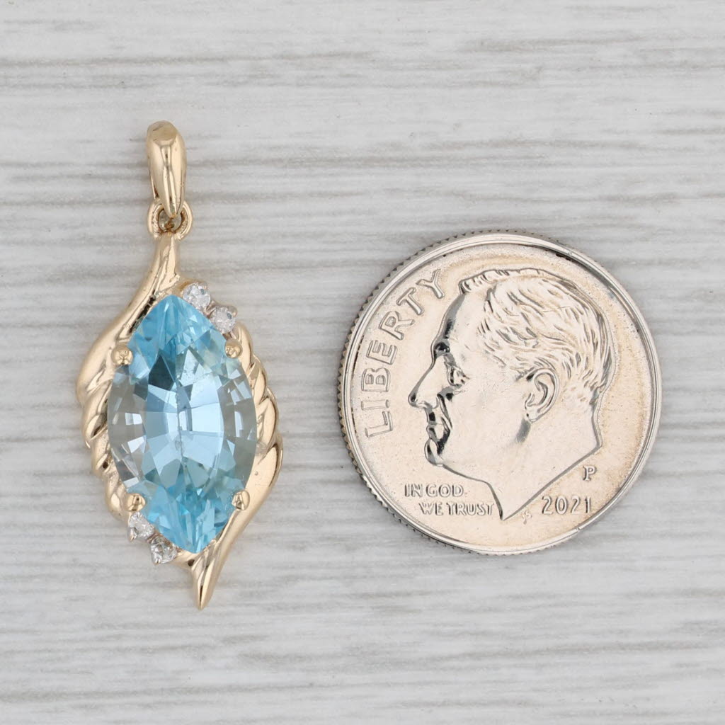 Gray 4.60ctw Marquise Blue Topaz Diamond Pendant 14k Yellow Gold
