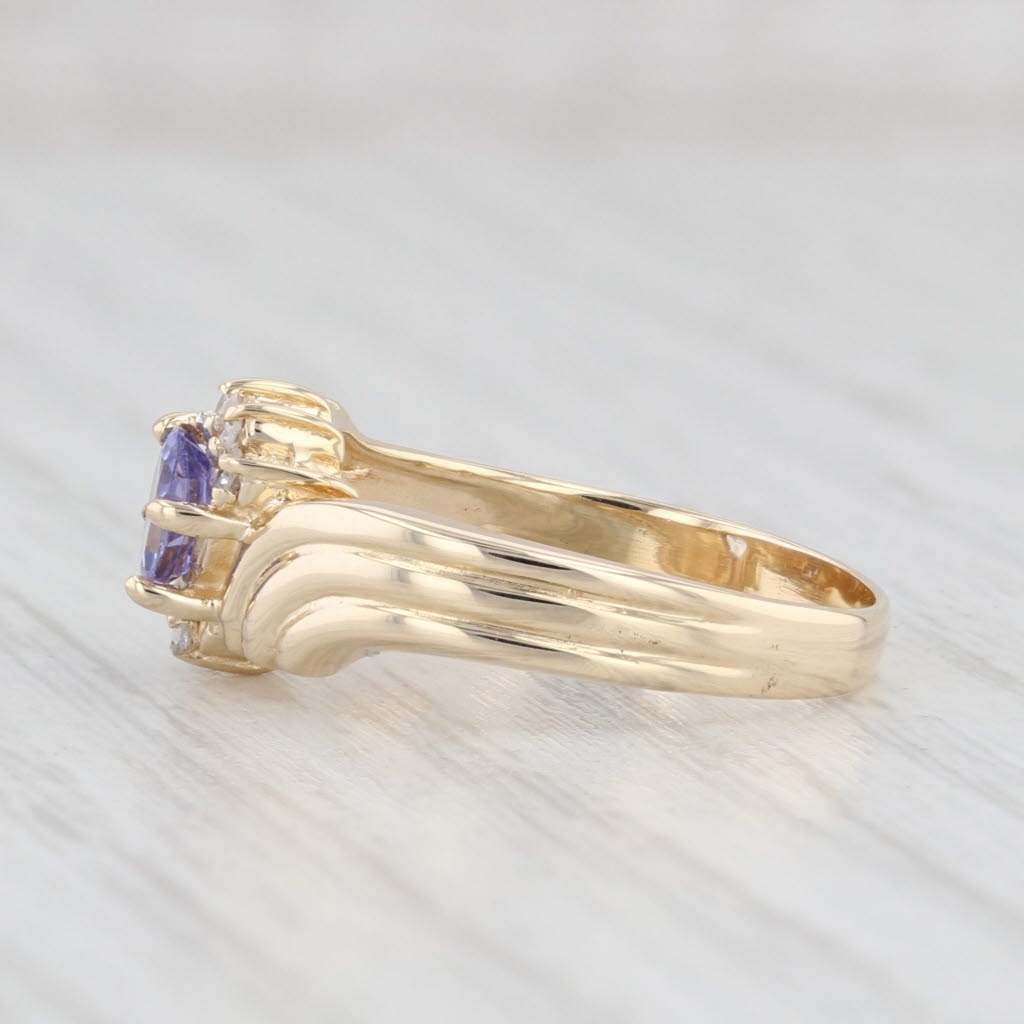 Light Gray 0.40ctw Oval Tanzanite Diamond Ring 14k Yellow Gold Size 5 Bypass