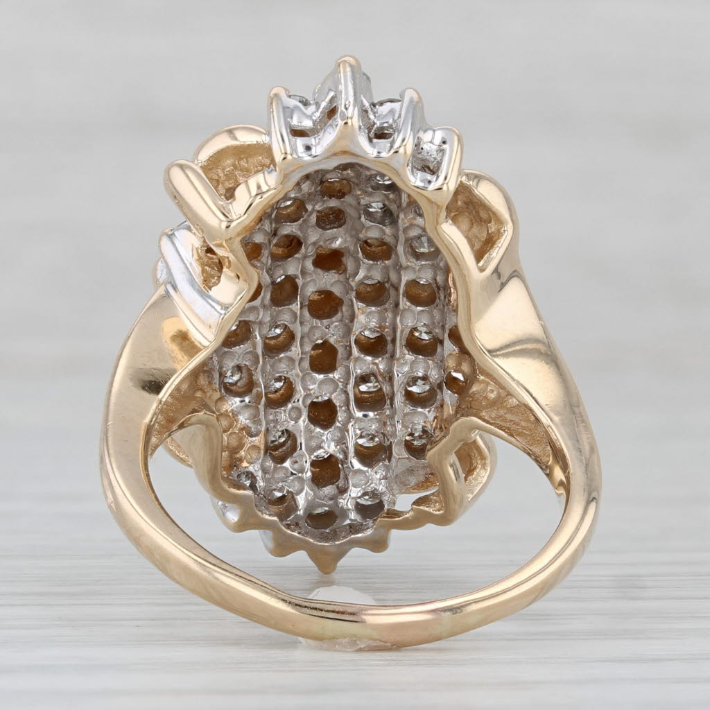 Gray 2ctw Diamond Cluster Cocktail Ring 14k Yellow Gold Size 8