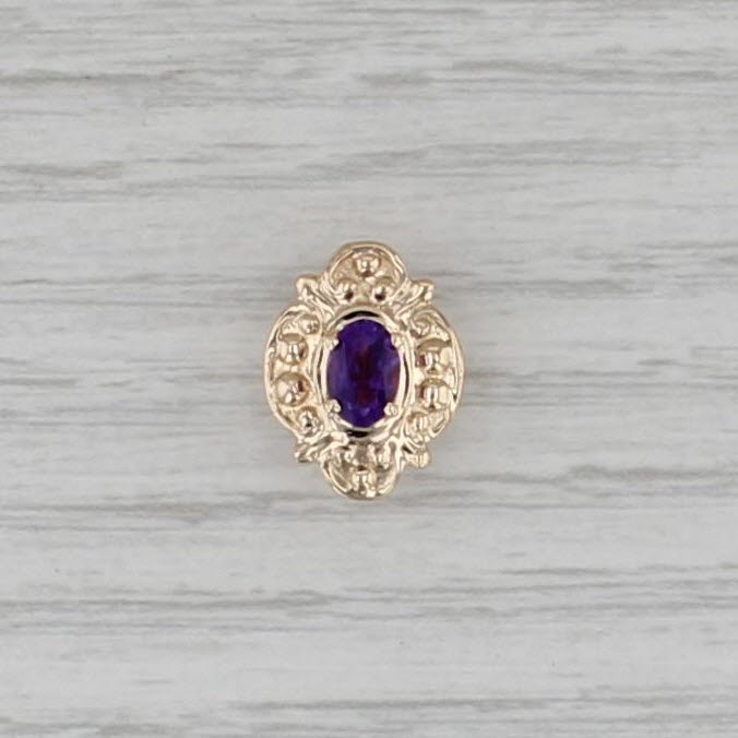 Old Victoria 0.45ct Amethyst Slide Bracelet Charm 14k Yellow Gold Vintage