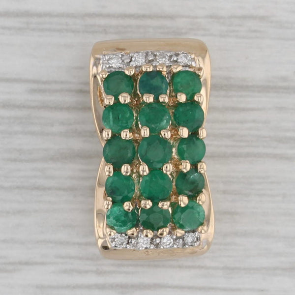 1.02ctw Emerald Diamond Cluster Pendant 14k Yellow Gold