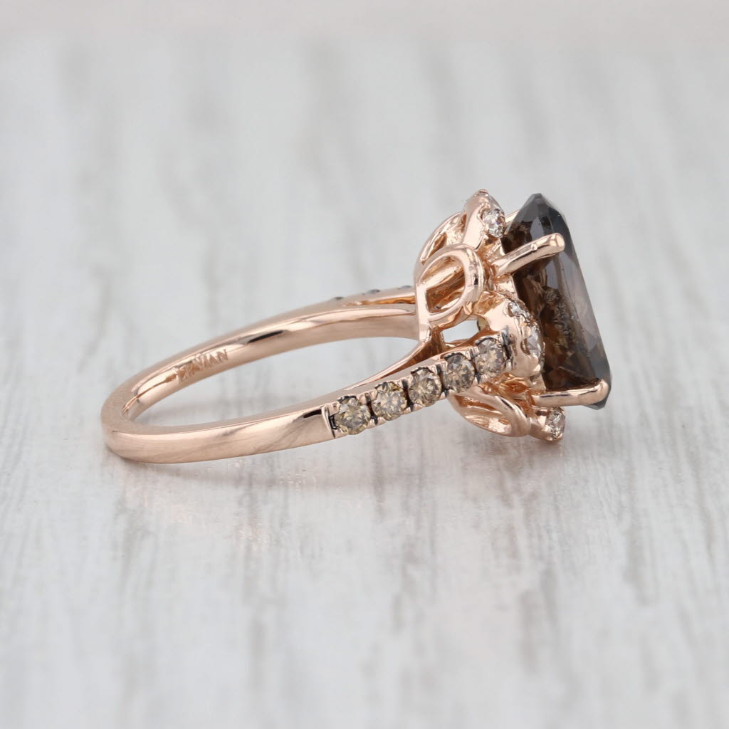 Le Vian 4.23ctw Oval Brown Zircon Diamond Ring 14k Rose Gold Size 4