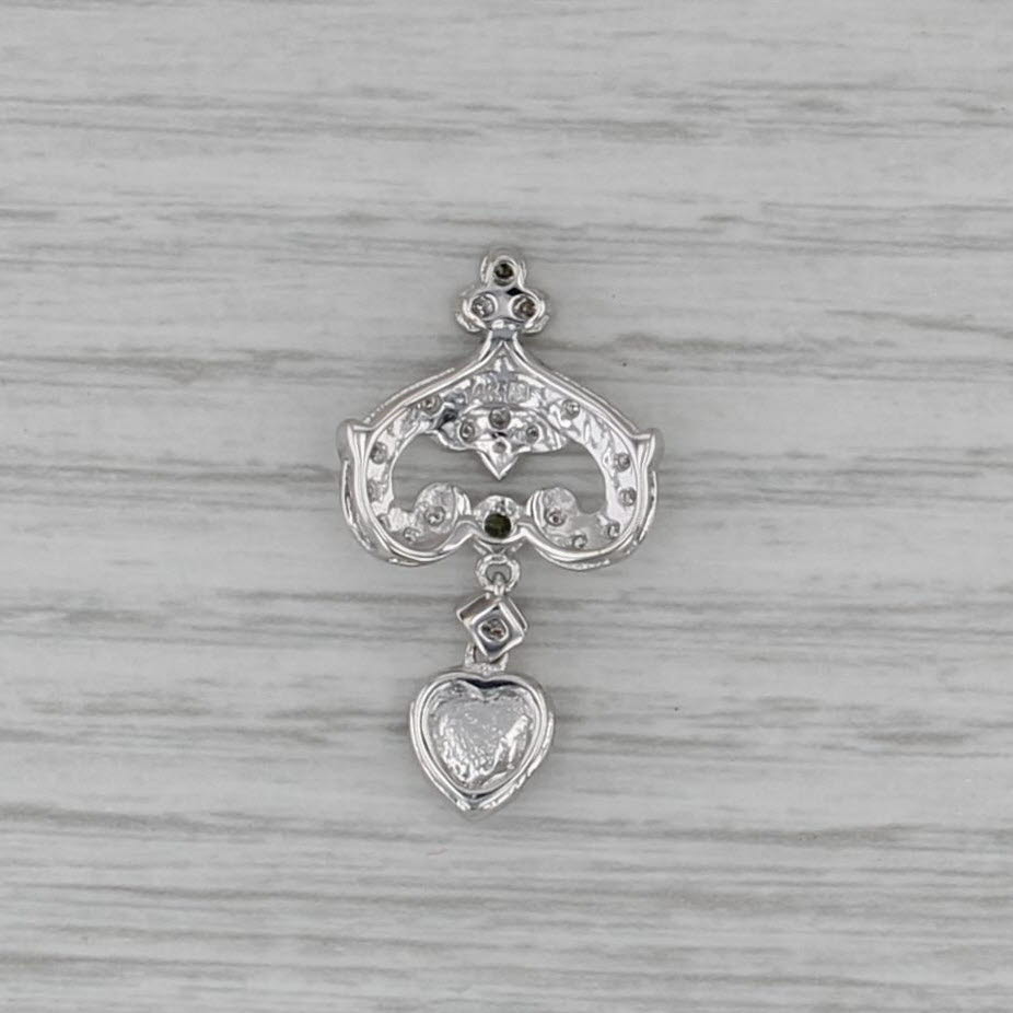 Opal Heart Peridot Diamond Pendant 14k White Gold Drop